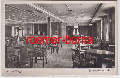 07855 Ak Monte Schiff Rauchsalon mit Bar um 1930