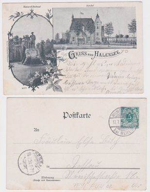 10611 DR Ganzsachen Postkarte PP9/ F43/2 Gruß aus Halensee Bahnhof usw. 1898