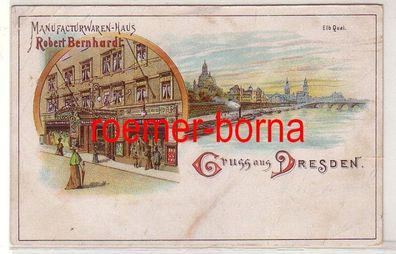 13012 Ak Lithographie Gruss aus Dresden Manufacturwaren-Haus Bernhardt um 1900