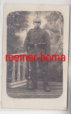 24724 Foto Ak Soldat mit Pickelhaube Infanterie-Regiment Nr.178 Kamenz um 1915