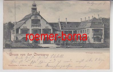 25153 Ak Gruss von der Oberspree Wikinger Bootshaus 1901