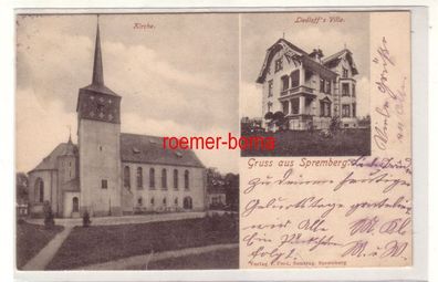 27244 Mehrbild Ak Gruss aus Spremberg Liedloff´s Villa & Kirche 1905