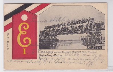 29320 Ak Gruß vom Eisenbahn Regiment Nr.1 Schöneberg Berlin 1902