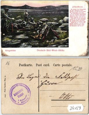 34129 Feldpost Ak Deutsch Süd West Afrika Kriegsbilder um 1907