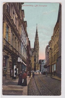 36343 Ak Reichenberg in Böhmen Eisengasse mit Geschäften 1910