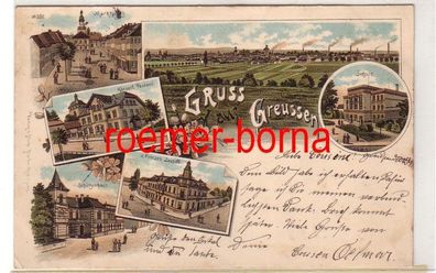 36967 Ak Lithographie Gruss aus Greussen Zum Prinzen Leopold usw. 1899