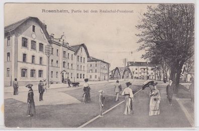 38444 Ak Rosenheim Partie bei dem Realschul Pensionat 1907