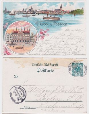 38613 DR Ganzsachen Postkarte PP9/ F84/03 Gruß aus Rostock 1898