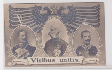 41047 Patriotika AK Viribus unitis Kaiser Wilhelm, Franz Joseph, Enver Pascha