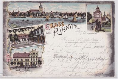 41115 Ak Lithographie Ribnitz Hotel zur Sonne usw. 1898