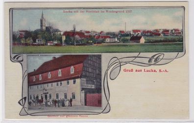 43044 Mehrbild Ak Gruß aus Lucka S.-A. Gasthaus zur goldenen Sonne um 1910