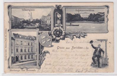 43894 Mehrbild Ak Gruß aus Zwickau in Sachsen Herberge zur Heimat usw. 1902