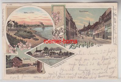 45971 Ak Lithographie Gruss aus Strehla an der Elbe 1904