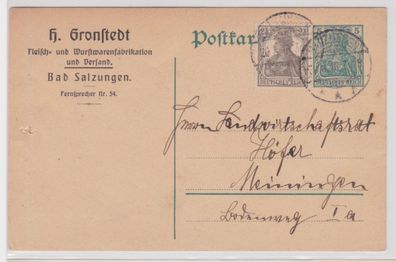 49299 DR Ganzsachen Postkarte P96 Zudruck H. Gronstedt Wurstfabrik Bad Salzungen