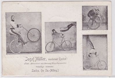50272 Ak Lucka Sachsen Altenburg Kunstradfahrer Josef Müller 1906
