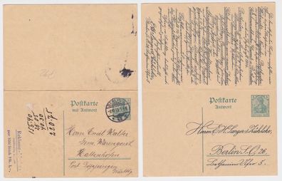 56733 DR Ganzsachen Postkarte P92 Zudruck E. Langer & Zühlcke Berlin 1913