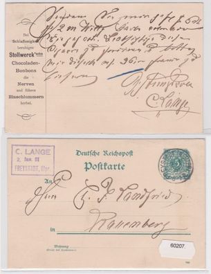 60207 DR Ganzsachen Postkarte PP9/ G12 Reklame Stollwercks Bonbons 1891