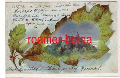 66042 Ak mit Eichenblatt Gruss aus Eisenach Die Wartburg 1899