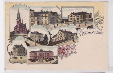 67494 Mehrbild Ak Gruß aus Hartmannsdorf Hotel Kronprinz, Apotheke usw. 1910