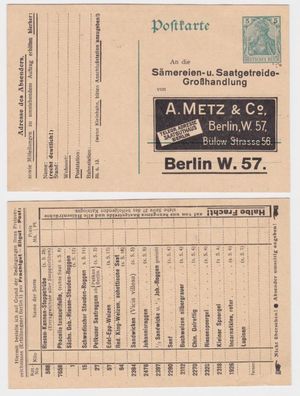 67830 DR Ganzsachen Postkarte P90 Zudruck A. Metz & Co. Saat-Großhandlung Berlin