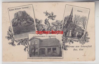 69817 Mehrbild Ak Gruß aus Schenefeld Geschäftshaus, Kirche usw. 1918