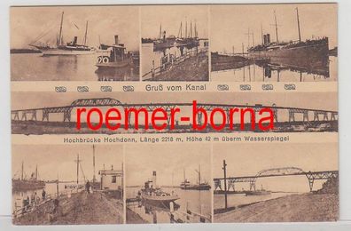 70010 Mehrbild Ak Gruß vom Kanal Hocbrücke Hochdonn um 1920