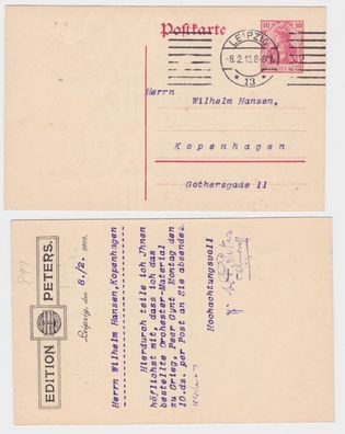 70618 DR Ganzsachen Postkarte P91 Zudruck Edition C.F. Peters Leipzig 1913