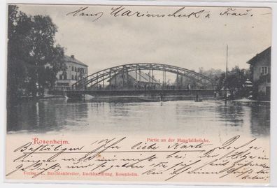 72202 Ak Rosenheim Partie a.d. Mangfallbrücke 1904