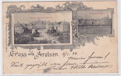 73221 AK Gruss aus Arolsen - Fürstliches Residenz-Schloss & Diakonissenhaus 1899