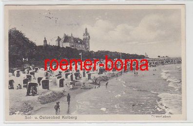 74595 Ak Sol- und Ostseebad Kolberg Strandleben um 1920