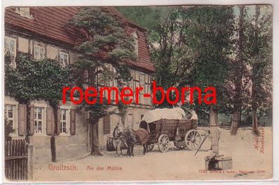 74869 Ak Groitzsch An der Mühle - handkolorierte Künstlerkarte 1906