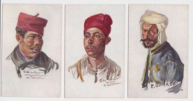 75281/3 Günkel Künstler Kriegserinnerungskarten Turko aus Algerien um 1916