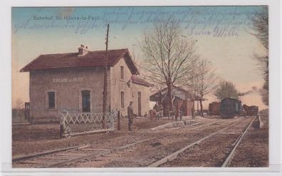 75811 Feldpost AK Bahnhof St. Hilaire-le-Petit mit einfahrender Dampflok 1915