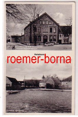 75970 Mehrbild Ak Heteborn Gasthof zum schwarzen Roß / Dorfteich 1942
