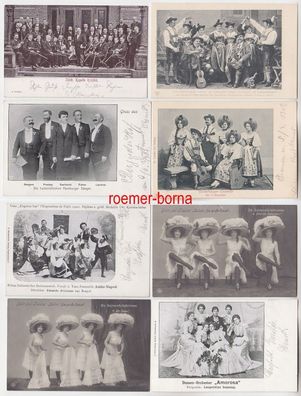 76091/8 Ak Künstler Ensemble Tanz, Orchester, Sänger um 1910