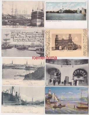 77667/8 Ak Hamburg Hafen, Fährhaus, Elbbrücke, Elbtunnel usw. um 1900