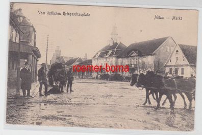 77989 Ak Vom östlichen Kriegsschauplatz: Mitau Jelgava Markt 1917