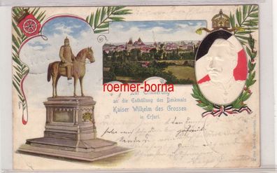 78251 geprägte Ak Erfurt Enthüllung des Denkmals Kaiser Wilhelm des Grossen 1901