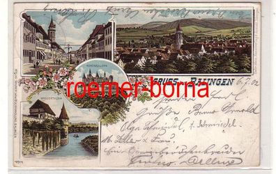 78266 Ak Lithografie Gruss aus Balingen Friedrichstrasse, Wasserthurm usw. 1902