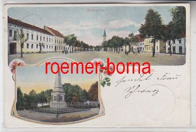 78286 Mehrbild Ak Gruß aus Zossen Marktplatz, Kriegerdenkmal 1906
