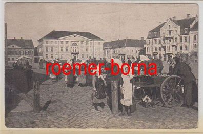 78363 Feldpost Ak Mitau Jelgava Marktplatz mit Kurlandhotel 1916