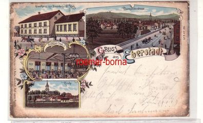 78365 Ak Lithografie Gruss aus Eberstadt Gasthaus zur Eisenbahn usw. 1899