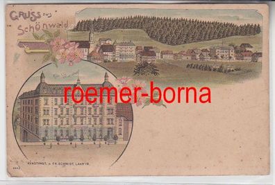 78450 Ak Lithographie Gruß aus Schönwald Totalansicht und Kur Hotel um 1900