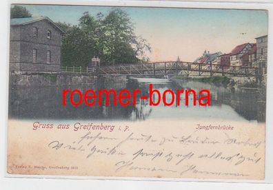 78462 Ak Gruß aus Greifenberg in Pommern Gryfice Jungfernbrücke 1901