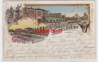 78651 Ak Lithographie Gruss vom Bahnhof Eidelstedt Restaurant J. Heeschen 1900