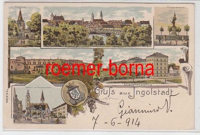 78695 Ak Lithographie Gruß aus Ingolstadt Friedenskaserne usw. 1911