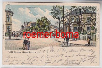 78699 Ak Lithographie Gruß aus Neumünster Louisenstrasse 1904