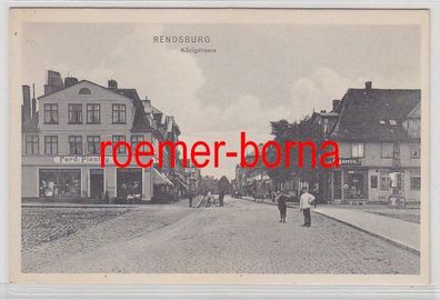 78712 Ak Rendsburg Königstrasse mit Apotheke usw. um 1910
