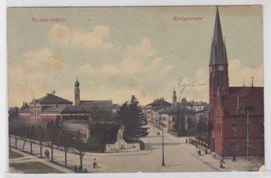 78769 Ak Rosenheim Königstrasse mit Vignette 1909
