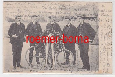 78885 Ak Charlottenburg Radrennfahrer Th. Robl mit seinen Getreuen 1904